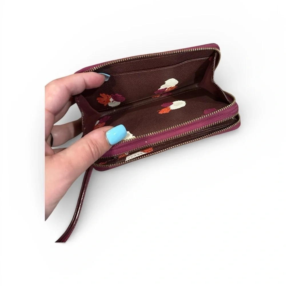 Coach Fuchsia Leather Wristlet